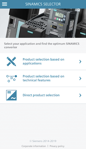 SINAMICS SELECTOR Apps