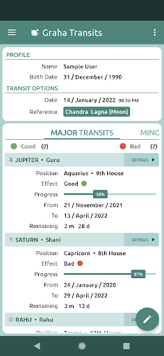 Graha Transits Apps